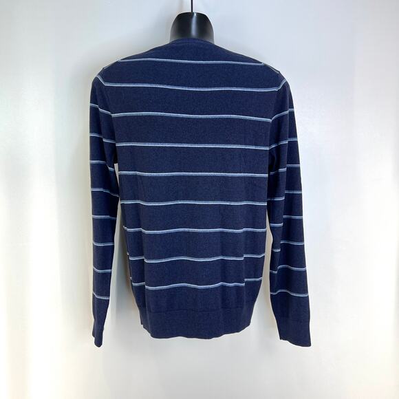 Banana Rebuplic Luxury Blend Silk Cashmere Stripe Crewneck Sweater Blue Pullover - Picture 5 of 5